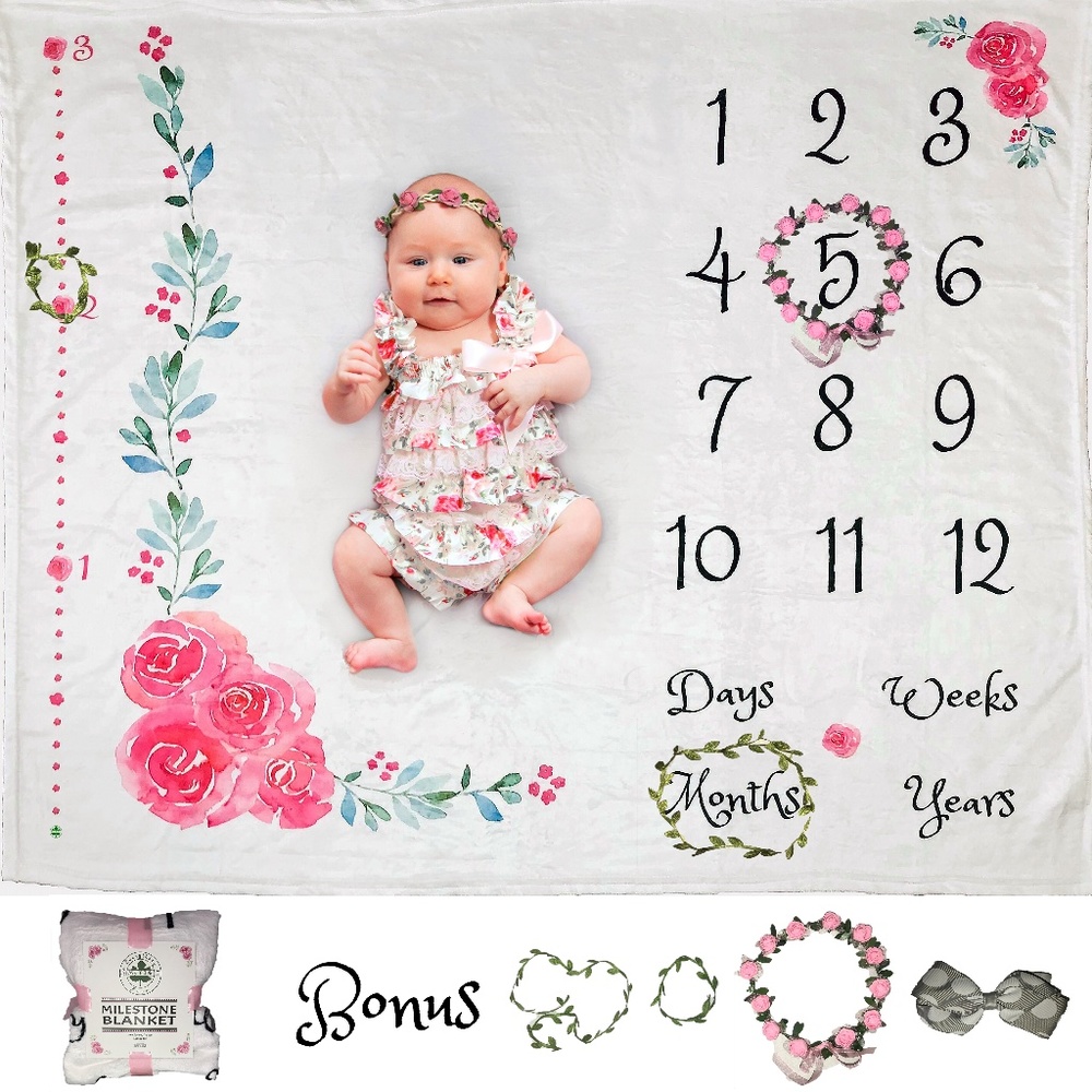Baby Monthly Milestone Blanket for Girl | Growth